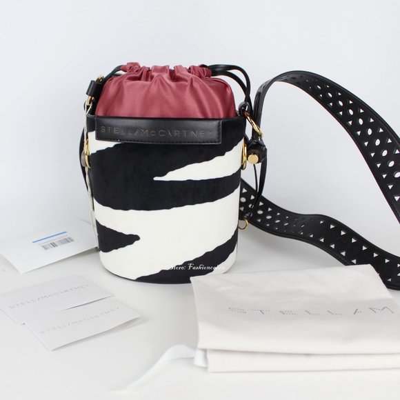 NEW STELLA MCCARTNEY Velvet Bucket Bag | Zebra Print Street Style Icon - Picture 4 of 16